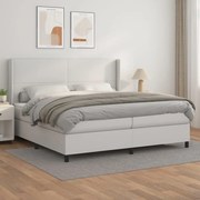 vidaXL Cama com molas/colchão 200x200 cm couro artificial branco