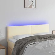 vidaXL Cabeceira de cama c/ LED 144x5x78/88 cm couro artificial creme