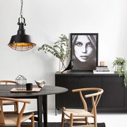 Candeeiro Suspenso Saglam – Preto e Dourado – Diâmetro 30 cm, Altura 8