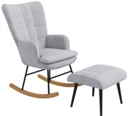 HOMCOM Poltrona Baloiço com Apoio para os Pés Poltrona Relax com Almofada Acolchoada e Anti-Tombo 64x89x90 cm Cinzento | Aosom Portugal