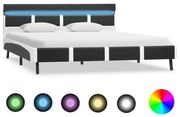 vidaXL Estrutura de cama c/ LED 120x200 cm couro artificial cinzento