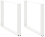 vidaXL Pés de mesa de jantar em forma de U, 2 peças, branco, 100x (72-73) cm, aço