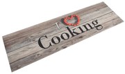 vidaXL Tapete de cozinha lavável 45x150 cm veludo padrão cooking cinza
