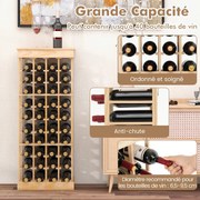 Porta-vinhos em madeira maciça para 40 garrafas com travessas reforçadas natural