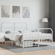 vidaXL Estrutura de cama com cabeceira e pés 140x190 cm metal branco