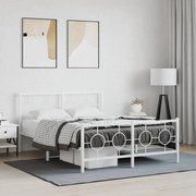 vidaXL Estrutura de cama com cabeceira e pés 140x190 cm metal branco