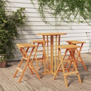 vidaXL 5 pcs conjunto de bar dobrável madeira de teca maciça