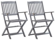 vidaXL Cadeiras de jardim dobráveis 2 pcs madeira acácia maciça