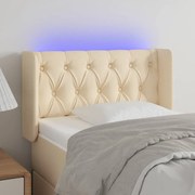 vidaXL Cabeceira de cama c/ luzes LED tecido 83x16x78/88 cm cor creme