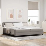 vidaXL Cama Box com colchão Cinzento-acastanhado 200 x 200 cm tecido