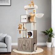 Arranhador para gatos 2 em 1  com caixa de areia 60 x 52 x 185 cm (C x L x A) Greige