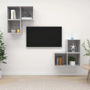 4 pcs conjunto de móveis de TV derivados madeira cinza cimento