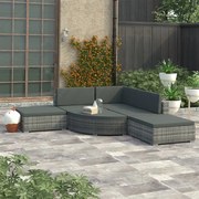 vidaXL 6 pcs conjunto lounge de jardim c/ almofadões vime PE cinzento