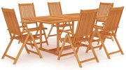 vidaXL 7 pcs conjunto de jantar para jardim madeira de teca maciça