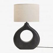 Candeeiro De Mesa Joana Em Madeira De Manga Preto Claro & Branco-escuro Ø30 Cm - ↑25 Cm Arlina - Sklum