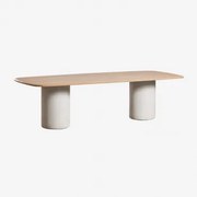 Rectangular Dining Table 270x110 Cm In Acacia Wood Leighton Marrom Acácia Claro & Cinza Pedra Claro - Sklum