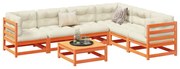 vidaXL 7pcs conj. sofás jardim c/ almofadões pinho maciço castanho mel