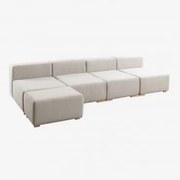 Sofá Modular Chaise Longue De 5 Peças Robert Creme Bege - Sklum