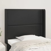 vidaXL Cabeceira de cama c/ abas couro artif. 83x16x118/128 cm preto