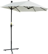 Outsunny Chapéu de Sol de Parede 190x200x240cm Chapéu de Sol de Jardim com Manivela Mastro de Aço Base Cruzada e Proteção Solar para Terraço Balcão Creme
