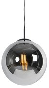 Candeeiro suspenso Art Déco preto com vidro fumê 30 cm - Pallon Art Deco