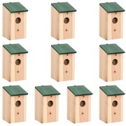 vidaXL Casas para pássaros 10 pcs 12x12x22 cm madeira de abeto maciça