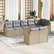 vidaXL Conjunto de Sofás de Jardim da com 8 Peças e Almofadas Beje de Rattan Sintético