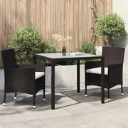 vidaXL 3 pcs conjunto de jantar para exterior vime PE castanho