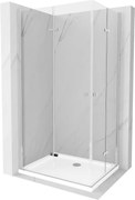 Mexen Lima Duo cabine de duche dobrável 80 x 70 cm, transparente, cromado + base de duche Flat - 856-080-070-01-02-4010