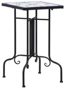 vidaXL Mesa de apoio em mosaico cerâmica azul e branco