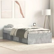 vidaXL Estrutura de cama solteiro 75x190 cm cinzento cimento