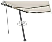 vidaXL Toldo retrátil manual com LED 350x250 cm cor creme