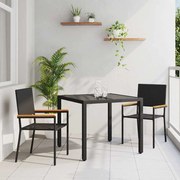 vidaXL Conjunto de Jantar de Jardim com 3 peças em Rattan Sintético Preto