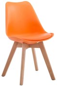 Cadeira de cozinha e sala de jantar Borneo V2 em couro sintético com estrutura em Cor Natural 48 x 84 x 41,5 cm Laranja