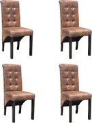 vidaXL Cadeiras de jantar 4 pcs couro artificial castanho