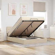 vidaXL Cama Otomana com Colchão & LEDs Creme 140x200 cm Tecido