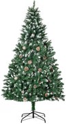 HOMCOM Árvore de Natal Artificial Ø90x180cm com 1111 Ramos de PVC e 59 Pinhas Base Dobrável e Suporte de Aço Decoração de Natal para Interiores Verde