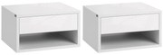 HOMCOM Conjunto de 2 Mesas de Cabeceira Flutuantes Mesas de Cabeceira com Gaveta para Dormitório 37x32x21 cm Branco
