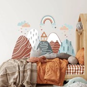 Autocolantes de parede para quarto de criança - Colinas com arco-íris