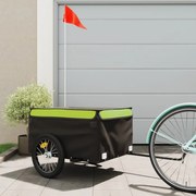 vidaXL Reboque para bicicleta 45 kg ferro preto e verde