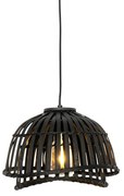 Candeeiro suspenso oriental bambu preto 30 cm - Pua Oriental