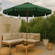 Guarda-Sol de Jardim Cannes – Ø325x250 cm – Verde – Madeira com Teto V