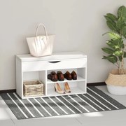 Banco com Sapateira e Baú Acolchoado Bárbara – 80x30x47 cm – Branco –