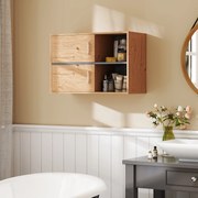 Móvel Auxiliar Casa de Banho Móvel para Casa de Banho de Parede com Compartimentos Abertos e 2 Portas 80x35x57,5 cm Madeira