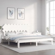 vidaXL Estrutura cama Super King Size c/ cabeceira madeira branco