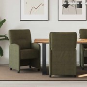 vidaXL Cadeiras de Jantar com Rodas com rodas 2 pcs Verde exército