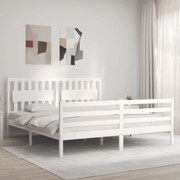 vidaXL Estrutura cama Super King Size c/ cabeceira madeira branco