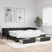 vidaXL Sofá-cama com gavetão e gavetas 100x200 cm tecido preto