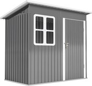 Outsunny Abrigo de Jardim Exterior 2,55 m² 221x133x190 cm com Janela Porta com Fechadura e Ventilações Aço Galvanizado Cinza Escuro | Aosom Portugal