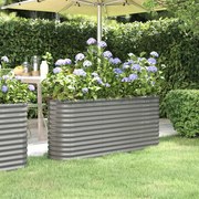 vidaXL Canteiro elevado jardim 152x40x68cm aço revestido a pó cinzento
